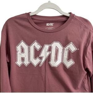 AC/DC Long Sleeve Dusty Rose‎ Cropped Concert Tee